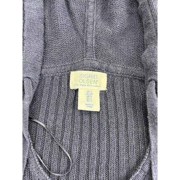 Sigrid Olsen Sweater Womens Small Navy Blue Hooded Linen Cotton Pullover Knit - Picture 2 of 7